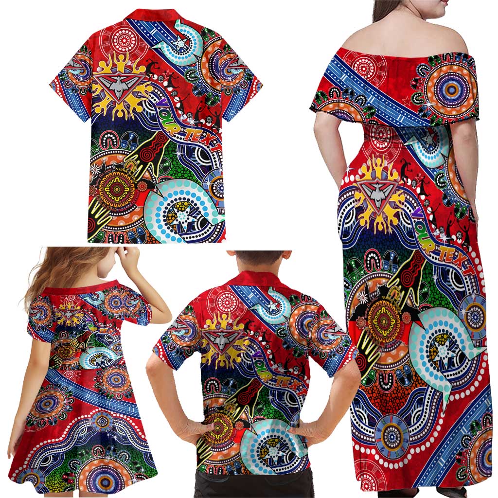 Custom NAIDOC Week 2024 Essendon Bombers Family Matching Off Shoulder Maxi Dress and Hawaiian Shirt Australia Aboriginal Dot Painting