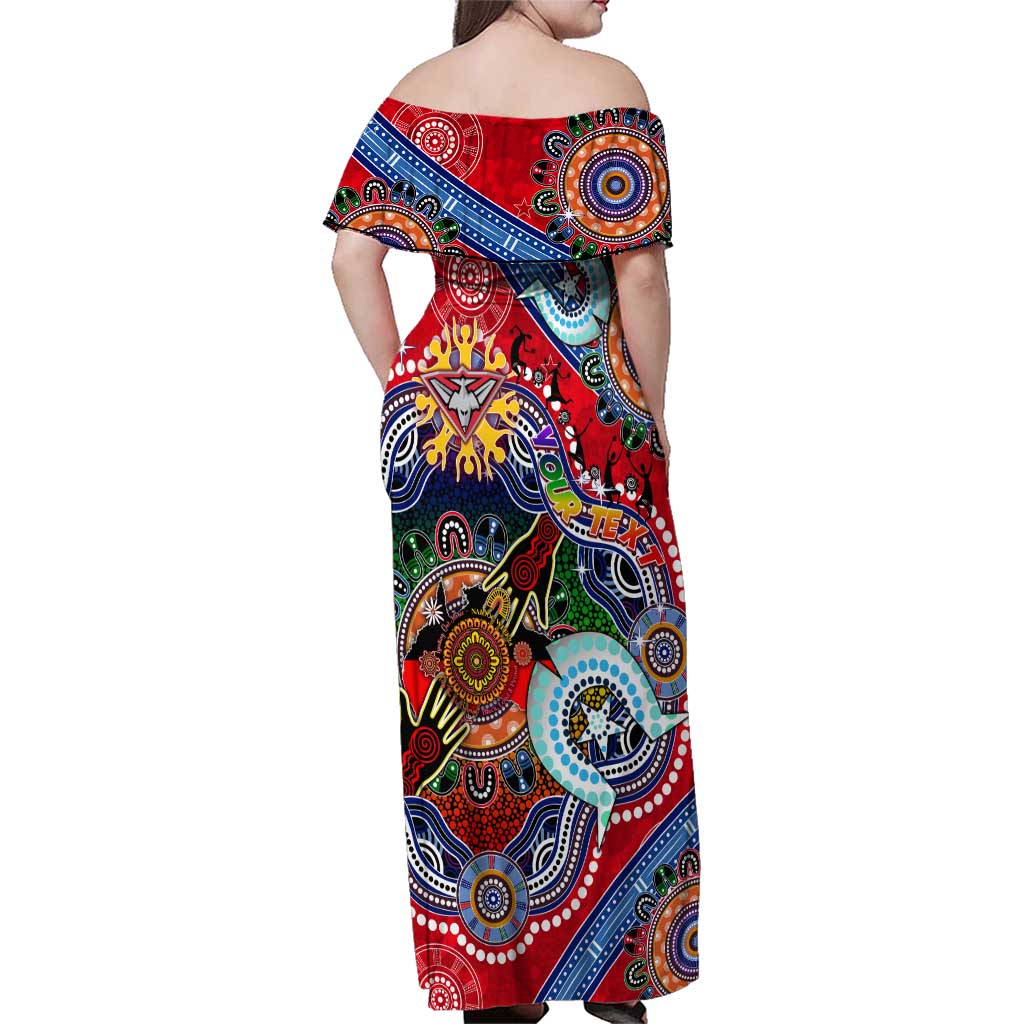 Custom NAIDOC Week 2024 Essendon Bombers Family Matching Off Shoulder Maxi Dress and Hawaiian Shirt Australia Aboriginal Dot Painting