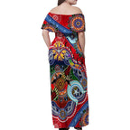 Custom NAIDOC Week 2024 Essendon Bombers Family Matching Off Shoulder Maxi Dress and Hawaiian Shirt Australia Aboriginal Dot Painting