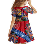 Custom NAIDOC Week 2024 Essendon Bombers Family Matching Off Shoulder Short Dress and Hawaiian Shirt Australia Aboriginal Dot Painting