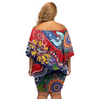 Custom NAIDOC Week 2024 Essendon Bombers Family Matching Off Shoulder Short Dress and Hawaiian Shirt Australia Aboriginal Dot Painting
