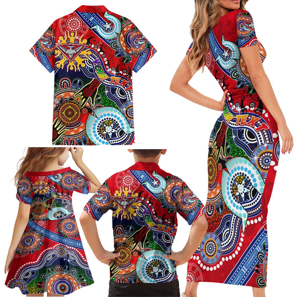 Custom NAIDOC Week 2024 Essendon Bombers Family Matching Short Sleeve Bodycon Dress and Hawaiian Shirt Australia Aboriginal Dot Painting