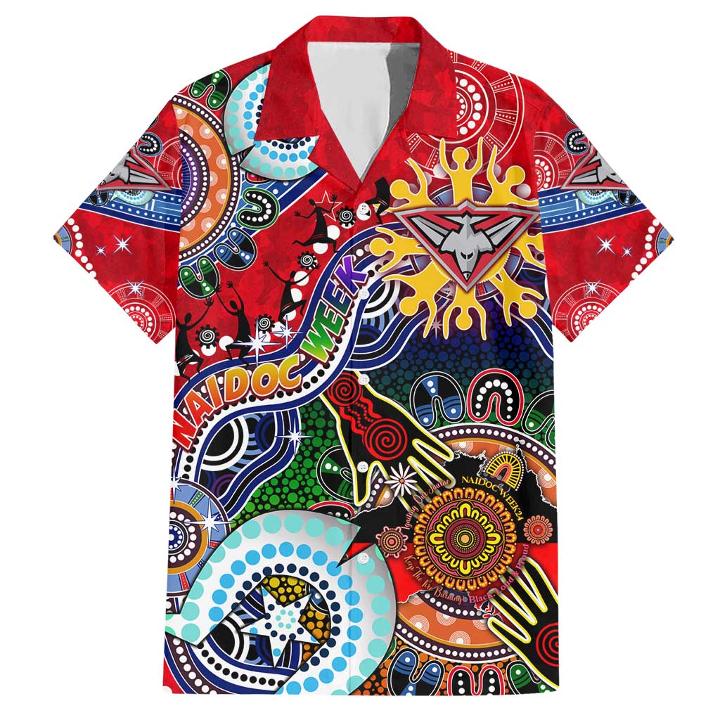Custom NAIDOC Week 2024 Essendon Bombers Family Matching Short Sleeve Bodycon Dress and Hawaiian Shirt Australia Aboriginal Dot Painting