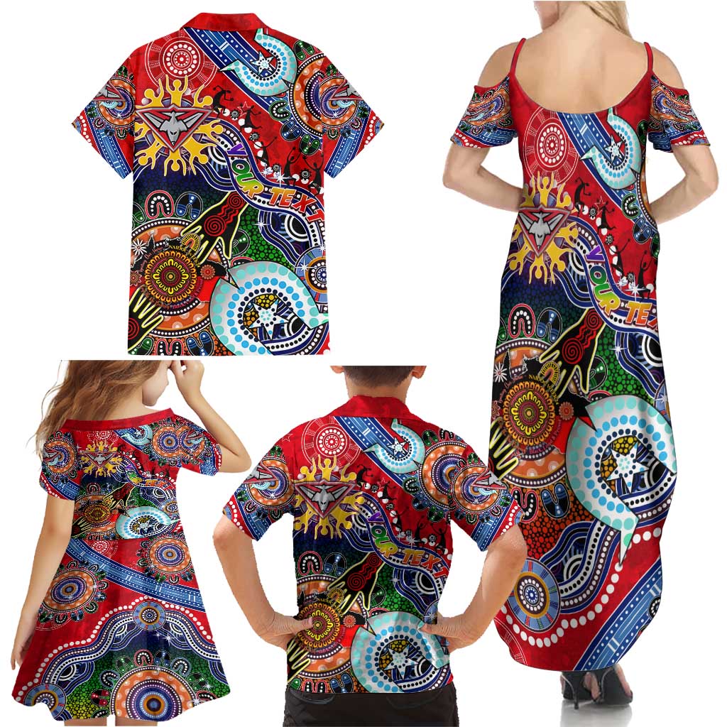Custom NAIDOC Week 2024 Essendon Bombers Family Matching Summer Maxi Dress and Hawaiian Shirt Australia Aboriginal Dot Painting