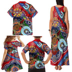 Custom NAIDOC Week 2024 Essendon Bombers Family Matching Tank Maxi Dress and Hawaiian Shirt Australia Aboriginal Dot Painting