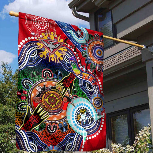 Custom NAIDOC Week 2024 Essendon Bombers Garden Flag Australia Aboriginal Dot Painting