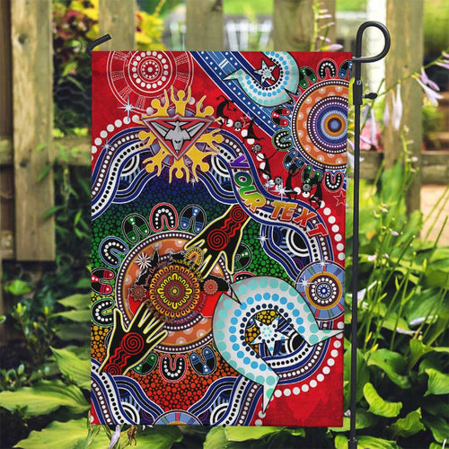Custom NAIDOC Week 2024 Essendon Bombers Garden Flag Australia Aboriginal Dot Painting