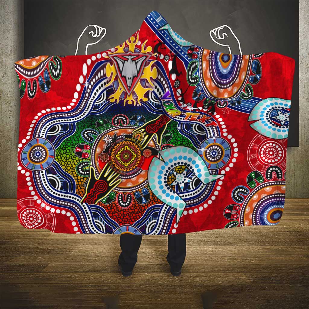 Custom NAIDOC Week 2024 Essendon Bombers Hooded Blanket Australia Aboriginal Dot Painting