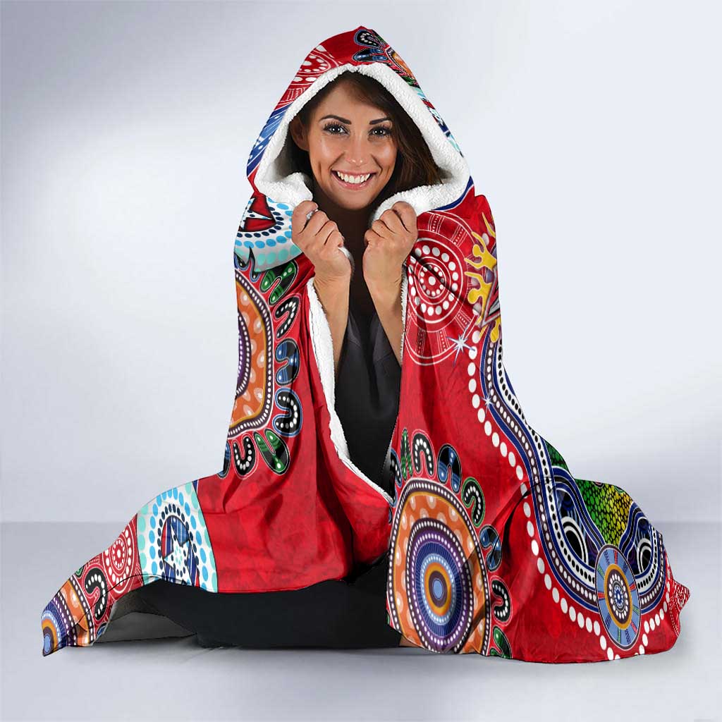 Custom NAIDOC Week 2024 Essendon Bombers Hooded Blanket Australia Aboriginal Dot Painting