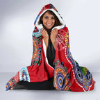 Custom NAIDOC Week 2024 Essendon Bombers Hooded Blanket Australia Aboriginal Dot Painting