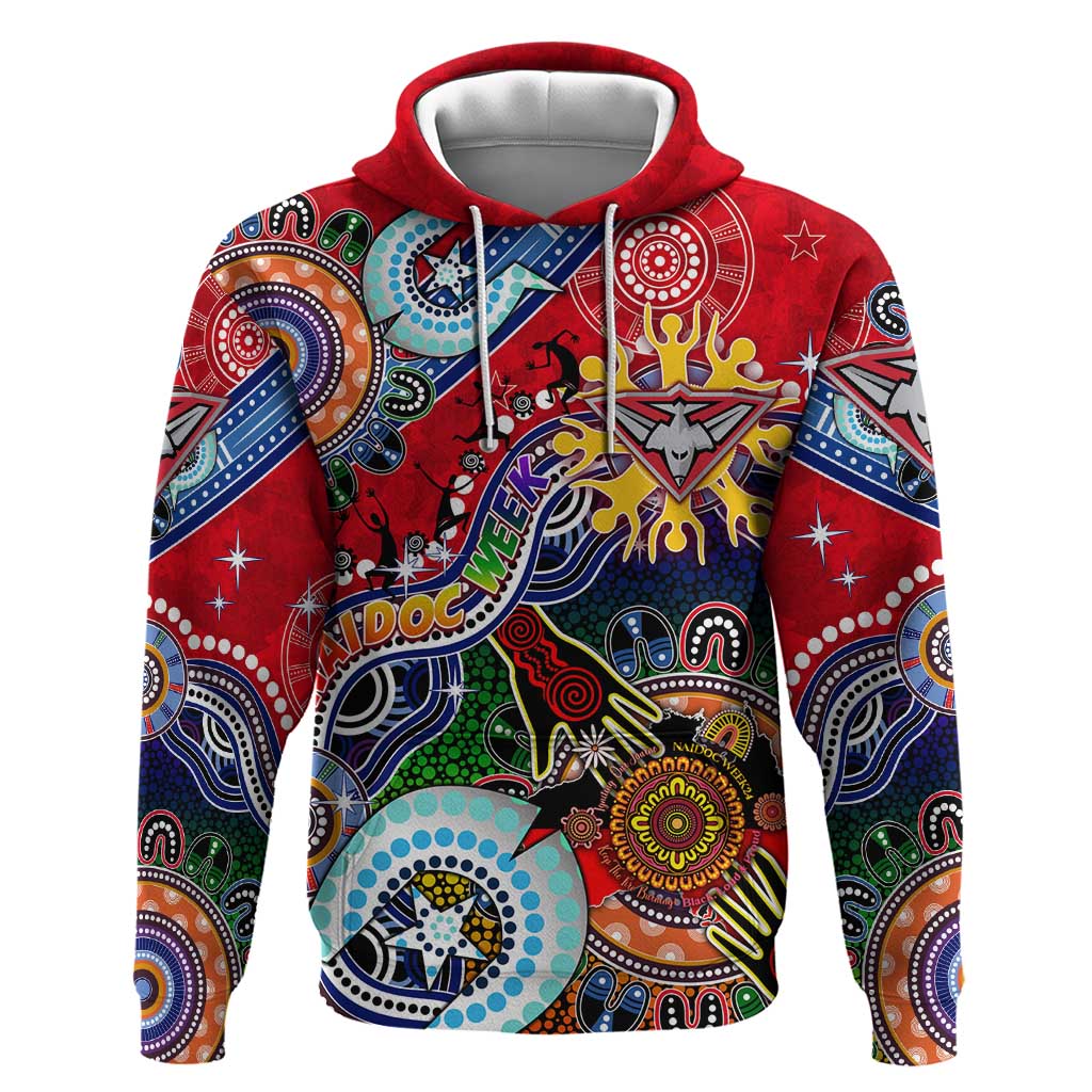 Custom NAIDOC Week 2024 Essendon Bombers Hoodie Australia Aboriginal Dot Painting