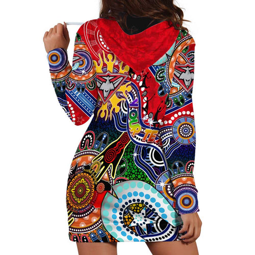 Custom NAIDOC Week 2024 Essendon Bombers Hoodie Dress Australia Aboriginal Dot Painting