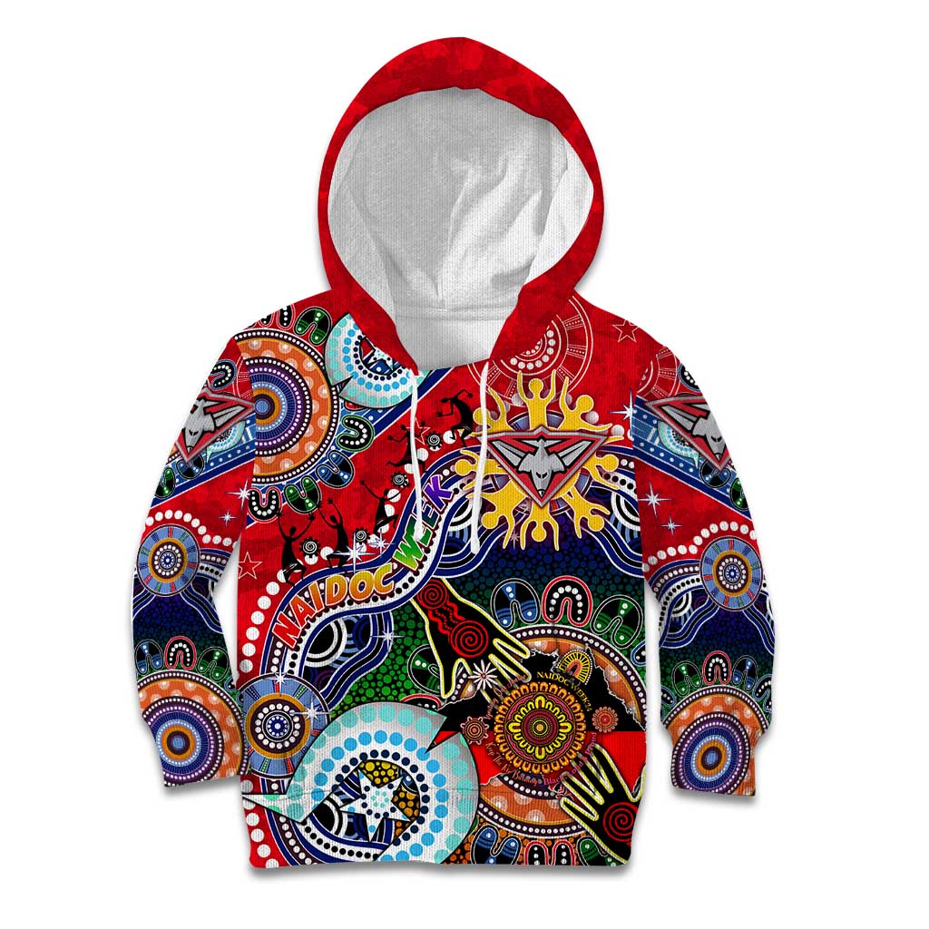 Custom NAIDOC Week 2024 Essendon Bombers Kid Hoodie Australia Aboriginal Dot Painting