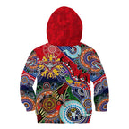 Custom NAIDOC Week 2024 Essendon Bombers Kid Hoodie Australia Aboriginal Dot Painting