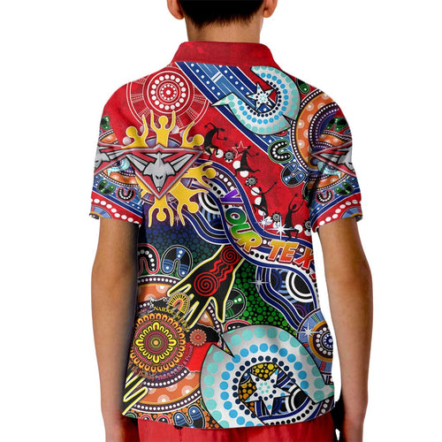 Custom NAIDOC Week 2024 Essendon Bombers Kid Polo Shirt Australia Aboriginal Dot Painting