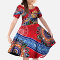 Custom NAIDOC Week 2024 Essendon Bombers Kid Short Sleeve Dress Australia Aboriginal Dot Painting