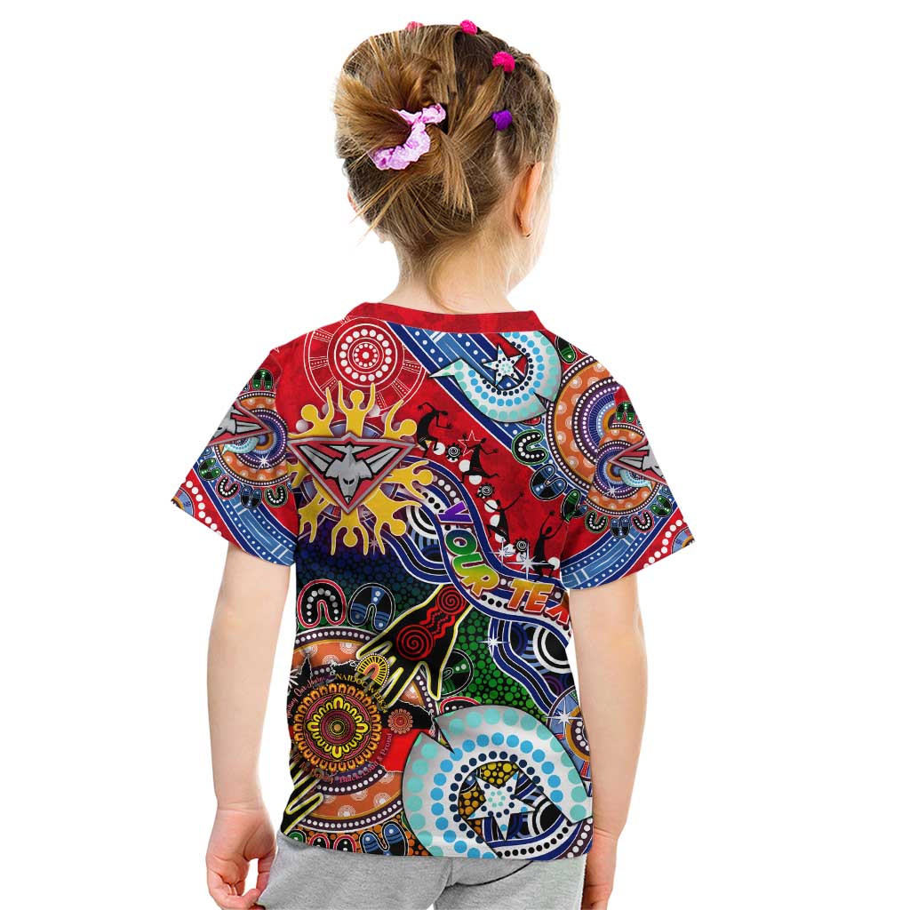 Custom NAIDOC Week 2024 Essendon Bombers Kid T Shirt Australia Aboriginal Dot Painting