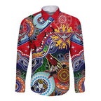 Custom NAIDOC Week 2024 Essendon Bombers Long Sleeve Button Shirt Australia Aboriginal Dot Painting