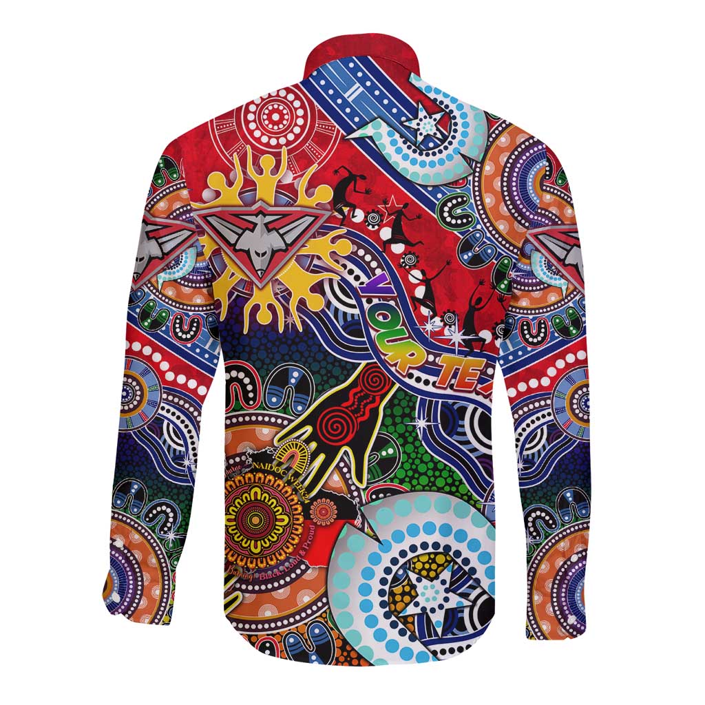 Custom NAIDOC Week 2024 Essendon Bombers Long Sleeve Button Shirt Australia Aboriginal Dot Painting
