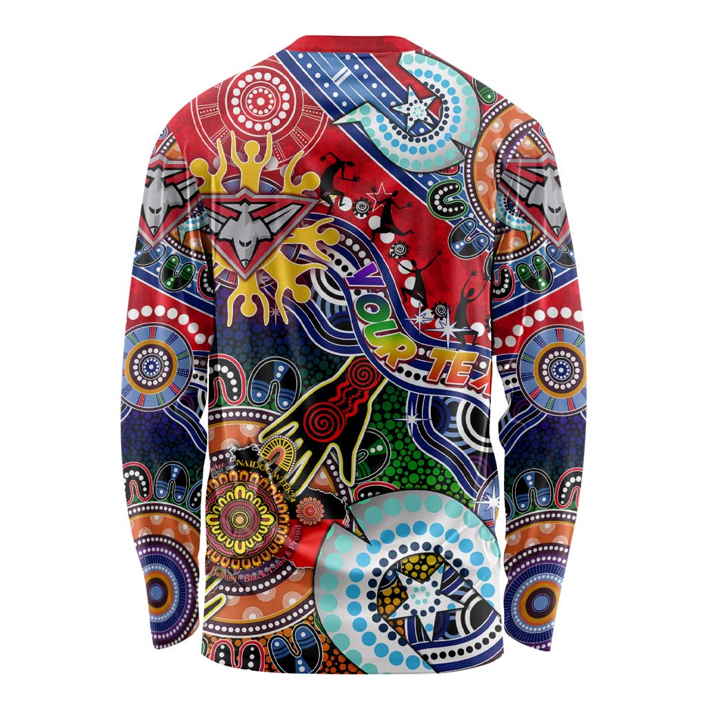 Custom NAIDOC Week 2024 Essendon Bombers Long Sleeve Shirt Australia Aboriginal Dot Painting