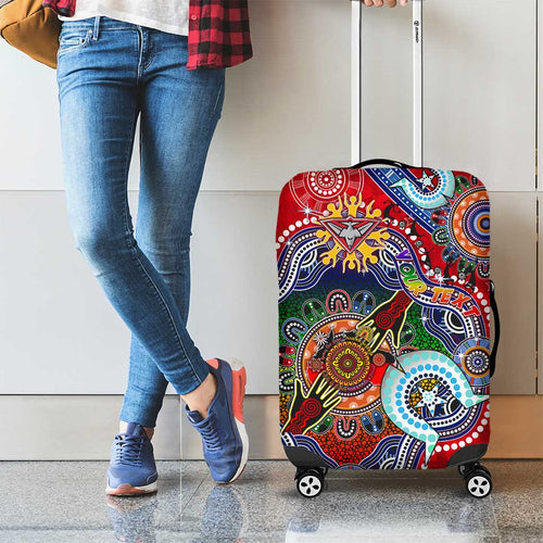 Custom NAIDOC Week 2024 Essendon Bombers Luggage Cover Australia Aboriginal Dot Painting