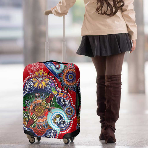 Custom NAIDOC Week 2024 Essendon Bombers Luggage Cover Australia Aboriginal Dot Painting