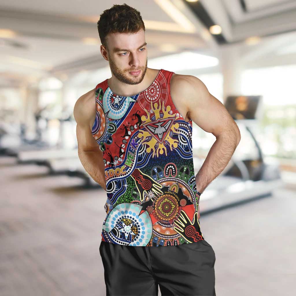 Custom NAIDOC Week 2024 Essendon Bombers Men Tank Top Australia Aboriginal Dot Painting