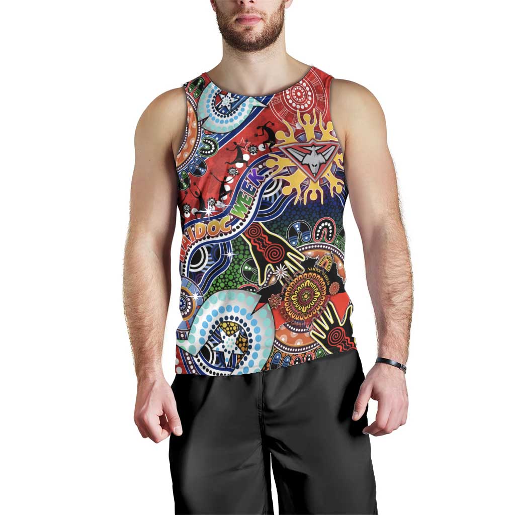 Custom NAIDOC Week 2024 Essendon Bombers Men Tank Top Australia Aboriginal Dot Painting