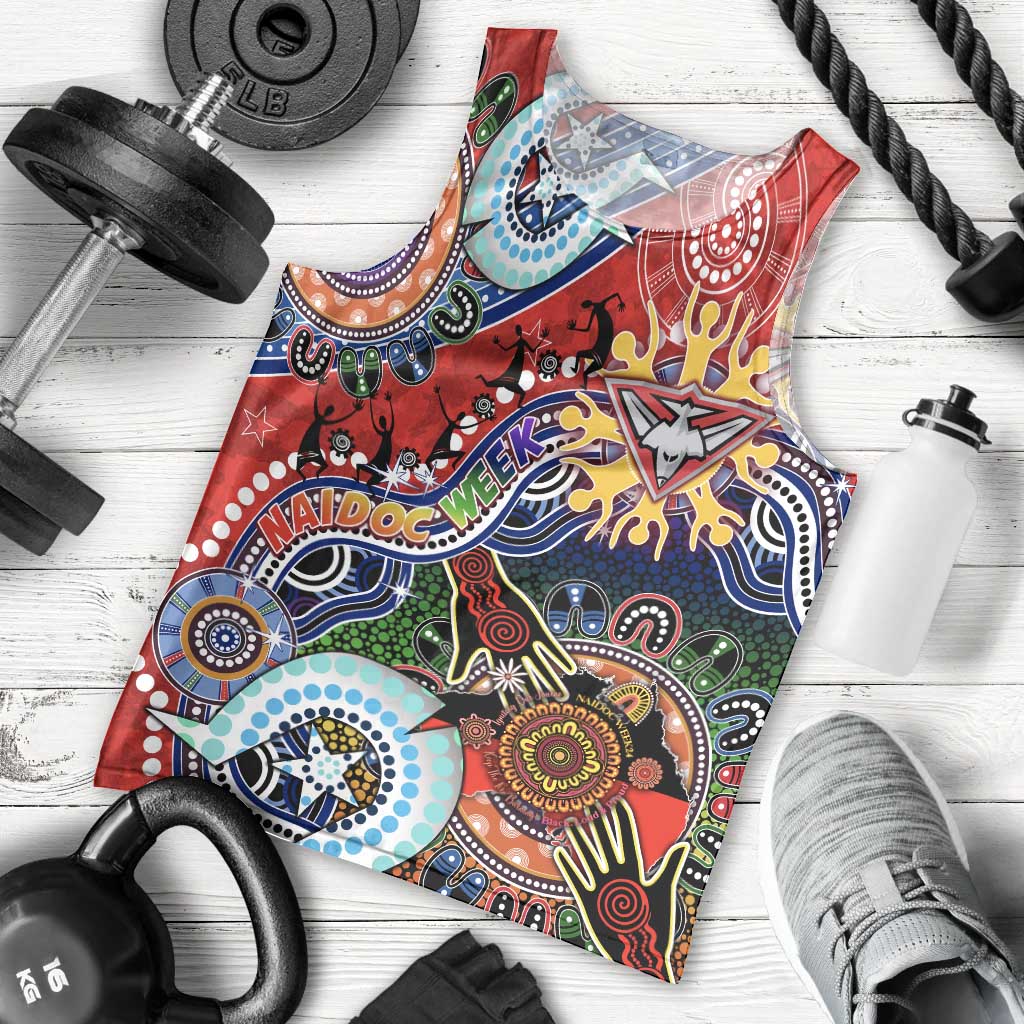 Custom NAIDOC Week 2024 Essendon Bombers Men Tank Top Australia Aboriginal Dot Painting