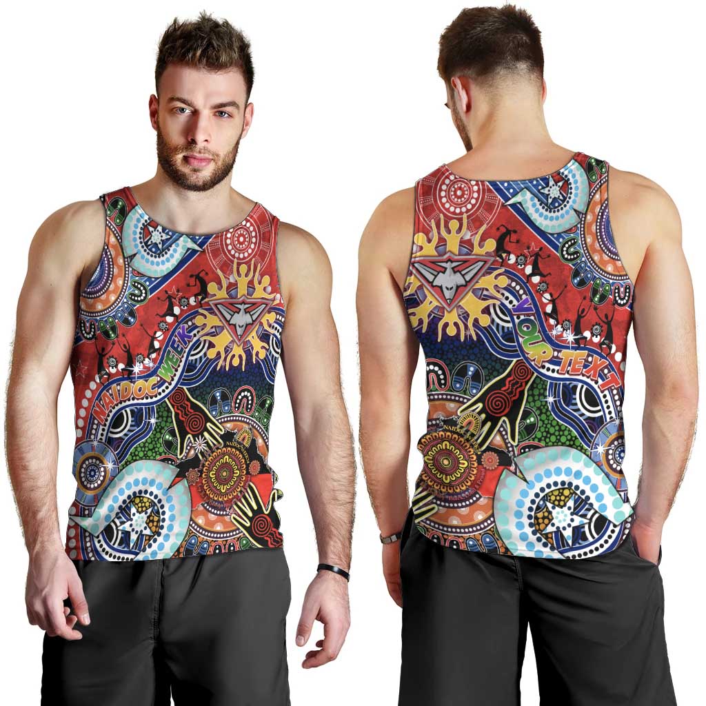 Custom NAIDOC Week 2024 Essendon Bombers Men Tank Top Australia Aboriginal Dot Painting
