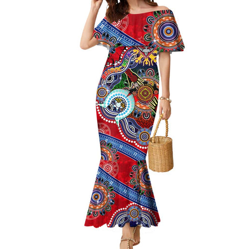 Custom NAIDOC Week 2024 Essendon Bombers Mermaid Dress Australia Aboriginal Dot Painting