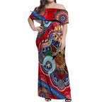 Custom NAIDOC Week 2024 Essendon Bombers Off Shoulder Maxi Dress Australia Aboriginal Dot Painting