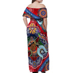 Custom NAIDOC Week 2024 Essendon Bombers Off Shoulder Maxi Dress Australia Aboriginal Dot Painting