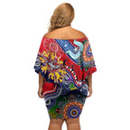 Custom NAIDOC Week 2024 Essendon Bombers Off Shoulder Short Dress Australia Aboriginal Dot Painting