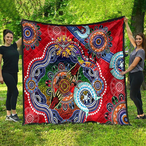 Custom NAIDOC Week 2024 Essendon Bombers Quilt Australia Aboriginal Dot Painting