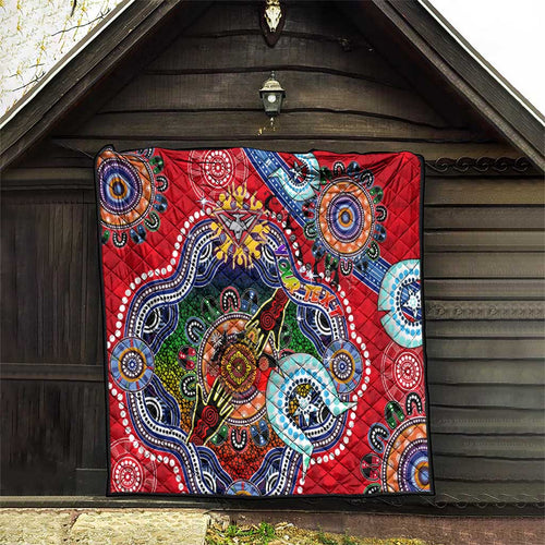Custom NAIDOC Week 2024 Essendon Bombers Quilt Australia Aboriginal Dot Painting