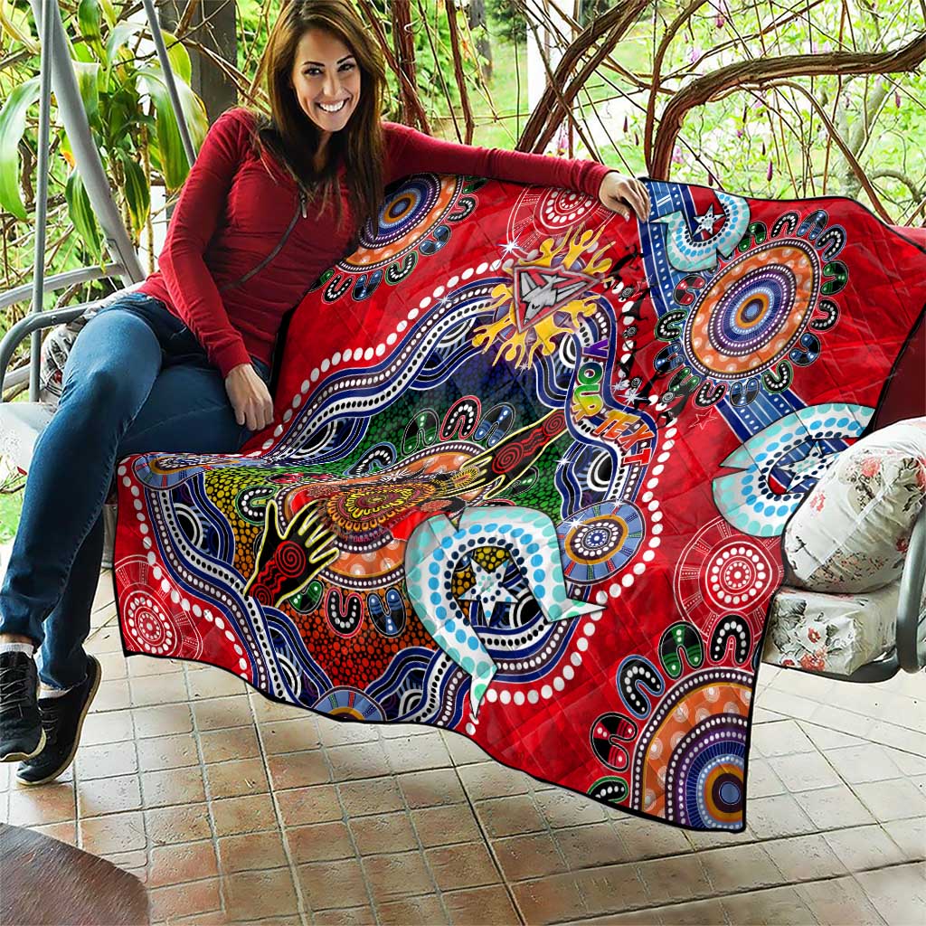 Custom NAIDOC Week 2024 Essendon Bombers Quilt Australia Aboriginal Dot Painting