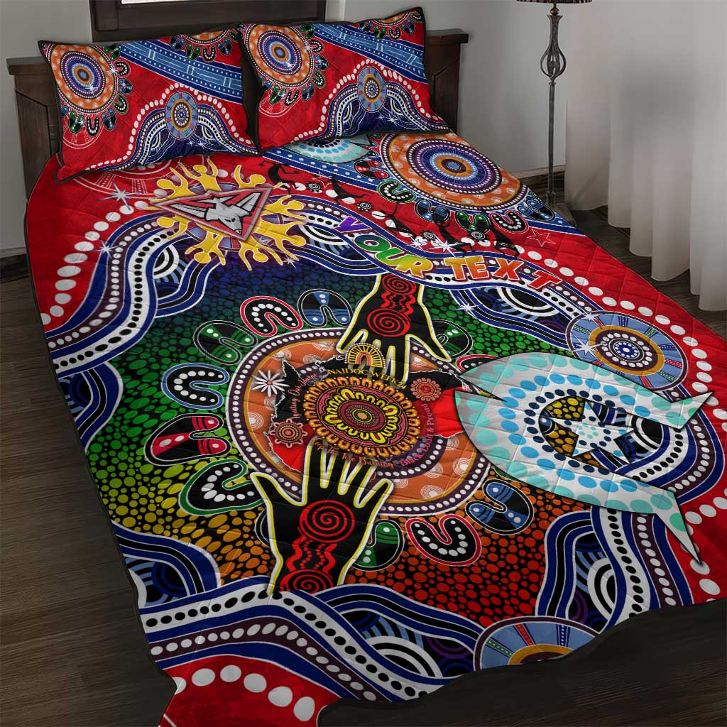 Custom NAIDOC Week 2024 Essendon Bombers Quilt Bed Set Australia Aboriginal Dot Painting