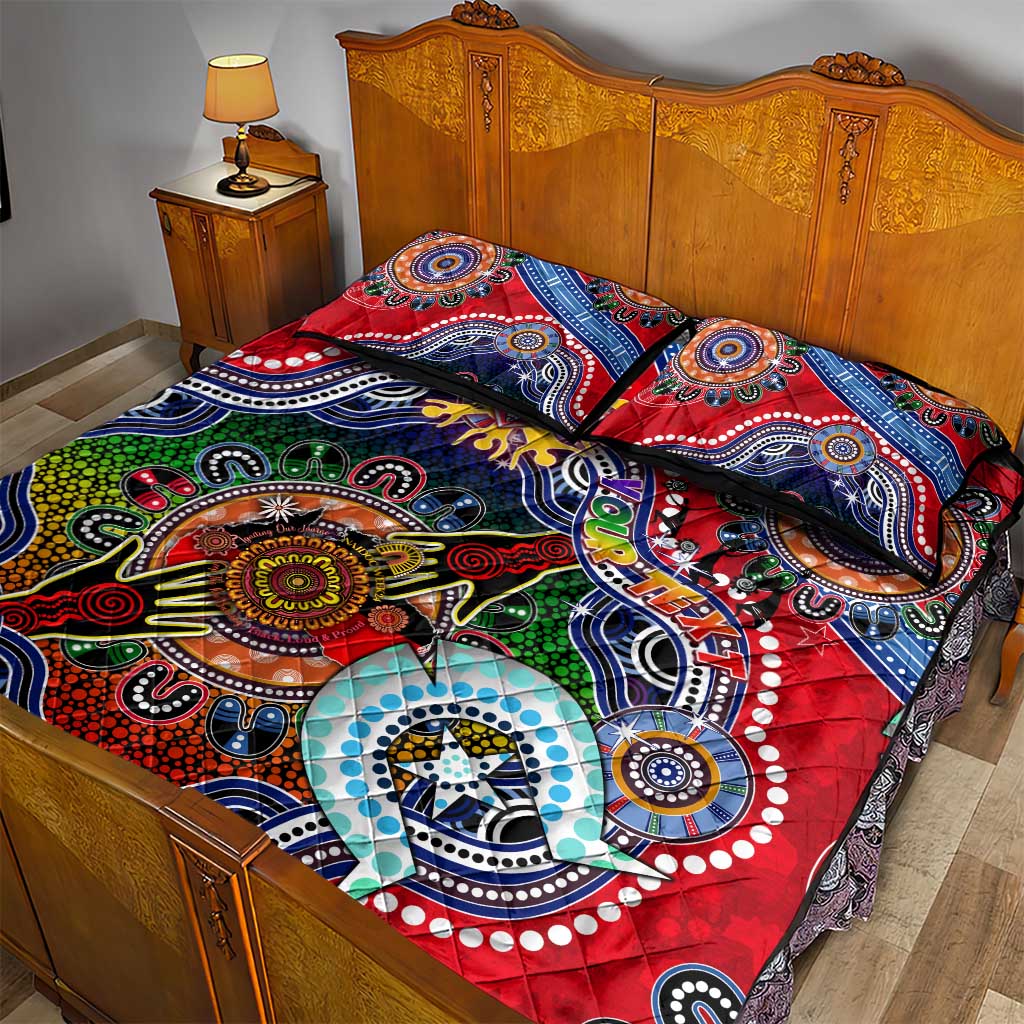Custom NAIDOC Week 2024 Essendon Bombers Quilt Bed Set Australia Aboriginal Dot Painting