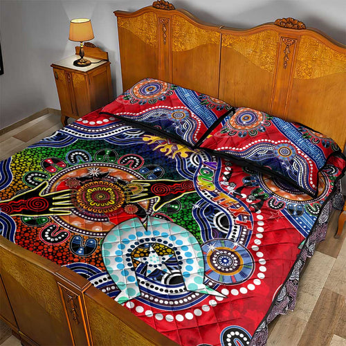 Custom NAIDOC Week 2024 Essendon Bombers Quilt Bed Set Australia Aboriginal Dot Painting