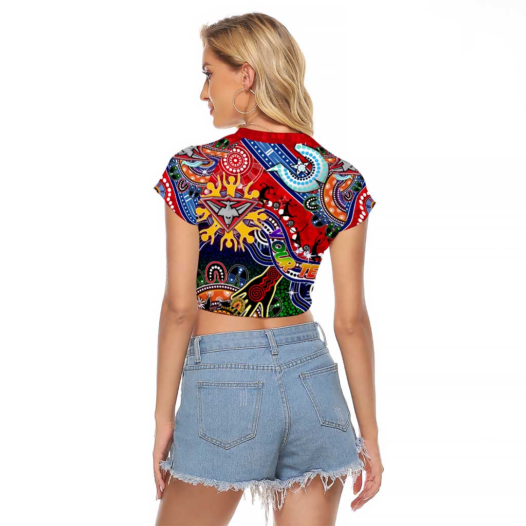 Custom NAIDOC Week 2024 Essendon Bombers Raglan Cropped T Shirt Australia Aboriginal Dot Painting