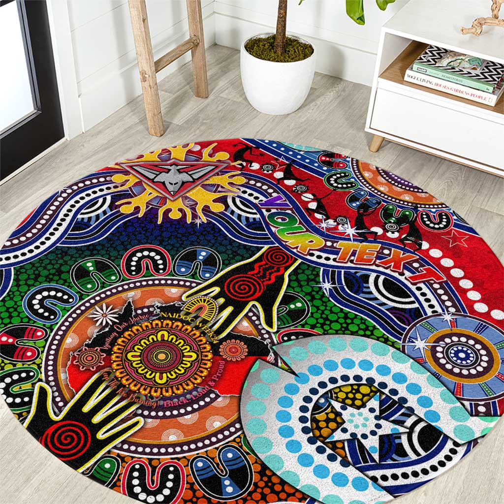 Custom NAIDOC Week 2024 Essendon Bombers Round Carpet Australia Aboriginal Dot Painting