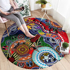 Custom NAIDOC Week 2024 Essendon Bombers Round Carpet Australia Aboriginal Dot Painting