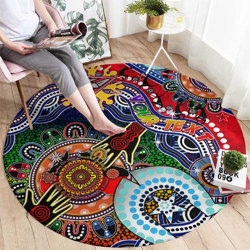 Custom NAIDOC Week 2024 Essendon Bombers Round Carpet Australia Aboriginal Dot Painting