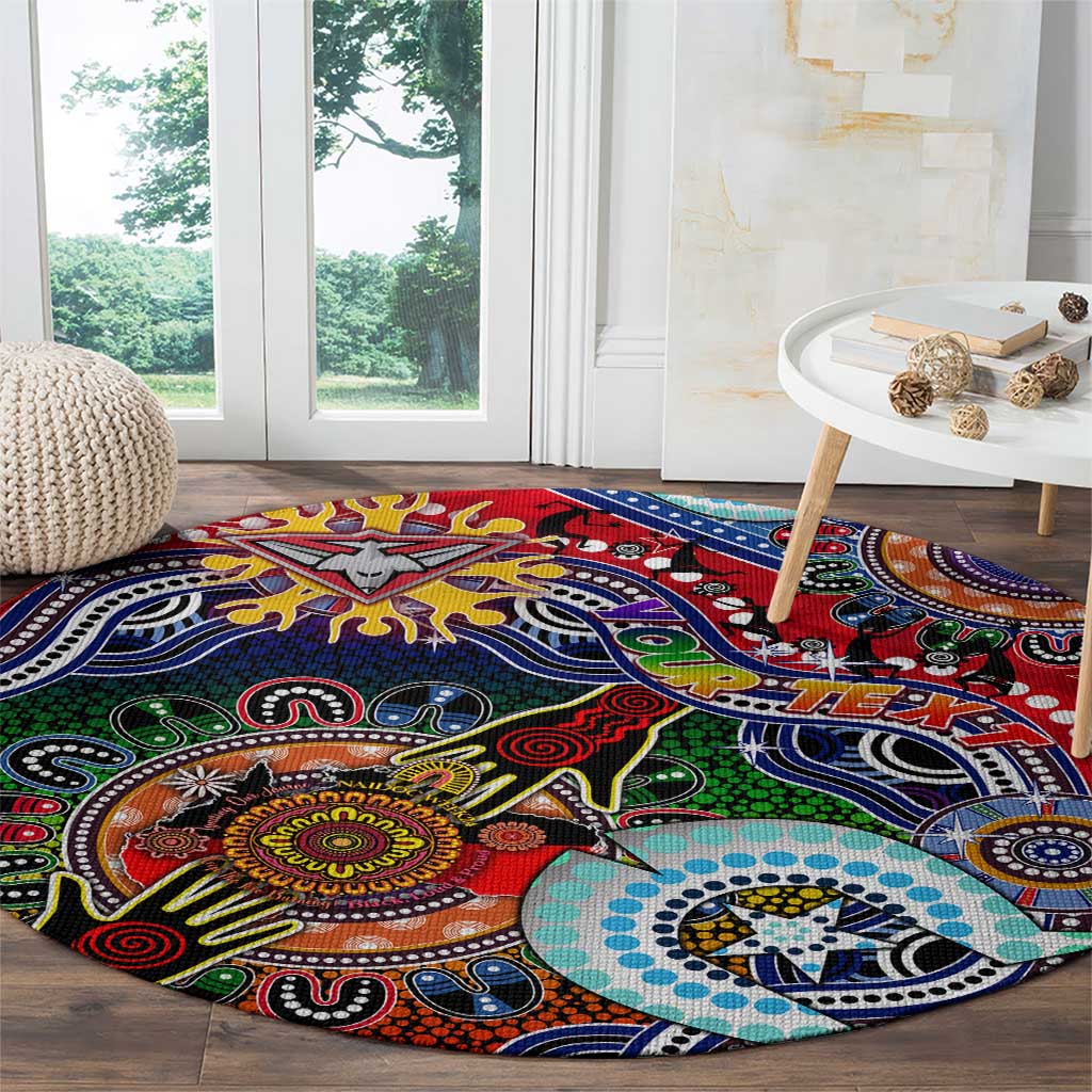 Custom NAIDOC Week 2024 Essendon Bombers Round Carpet Australia Aboriginal Dot Painting