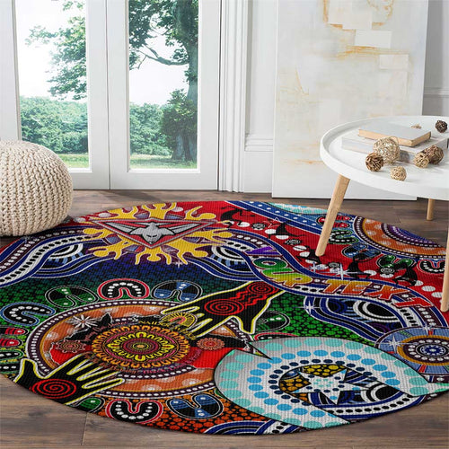 Custom NAIDOC Week 2024 Essendon Bombers Round Carpet Australia Aboriginal Dot Painting