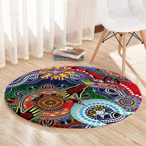 Custom NAIDOC Week 2024 Essendon Bombers Round Carpet Australia Aboriginal Dot Painting