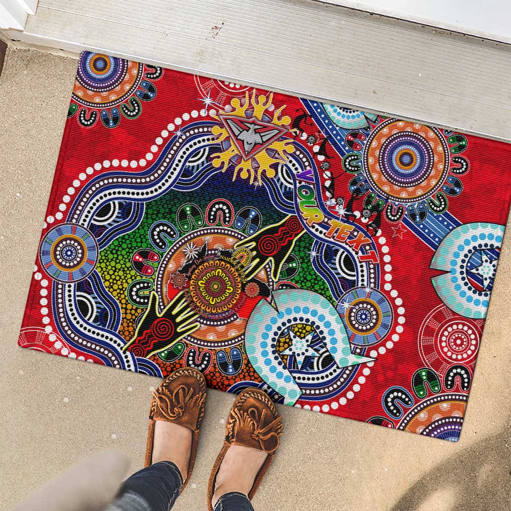Custom NAIDOC Week 2024 Essendon Bombers Rubber Doormat Australia Aboriginal Dot Painting