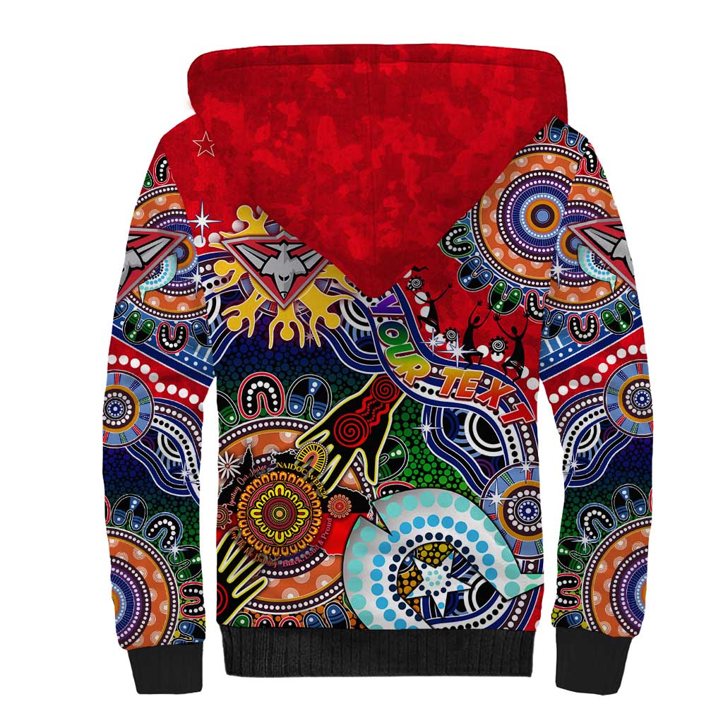 Custom NAIDOC Week 2024 Essendon Bombers Sherpa Hoodie Australia Aboriginal Dot Painting