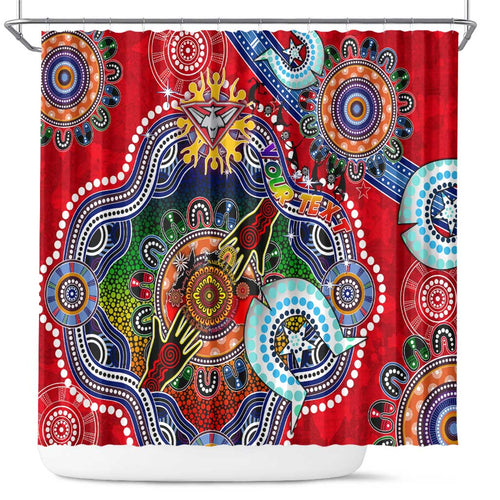 Custom NAIDOC Week 2024 Essendon Bombers Shower Curtain Australia Aboriginal Dot Painting